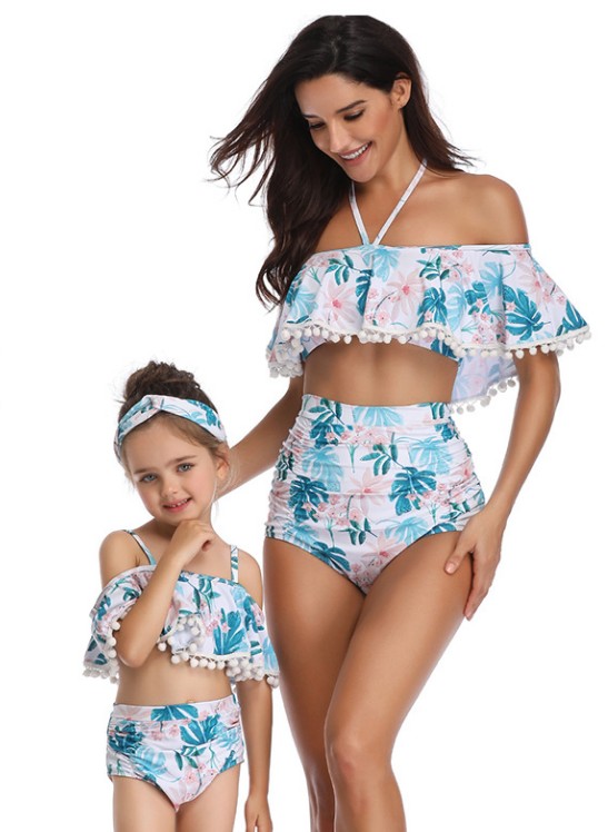 F4731 Girls Swimsuit Two Pieces Bikini Set Ruffle Swimwear